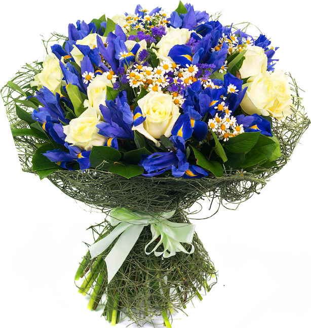 Букет из ирисов и роз Букет «Душевный»